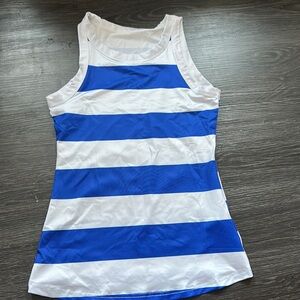 Blue and white striped tank